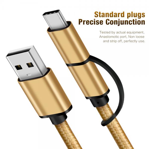 Picture of 2 in 1 Micro&Type C to USB3.0A Nylon(yellow)usb cable